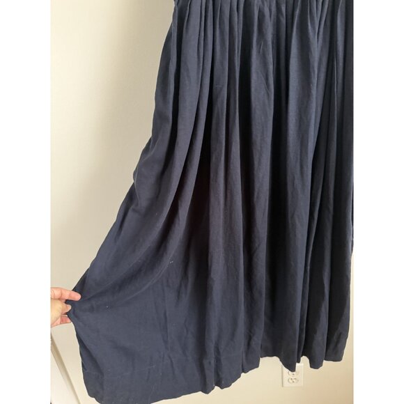 Banana Republic Linen Blend Drapey Pleated Midi Dress Coastal Lagenlook Boho L - Picture 5 of 9